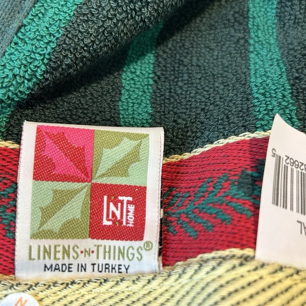 NWT Vtg Linens N Things‎ Embroidered Christmas 100% Turkish Cotton Towels 5pc
